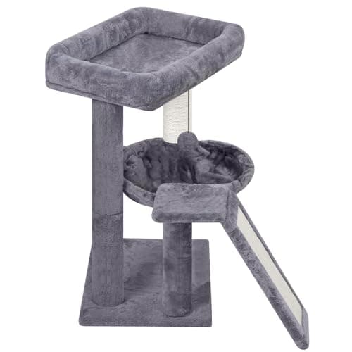 YOUPET Cat Tree with Cat Scratching Post for Indoor Cats, Cat Tower with Scratching Board and Playful Toy Balls, Cat Tree Tower with Cozy Hammock,Grey 7