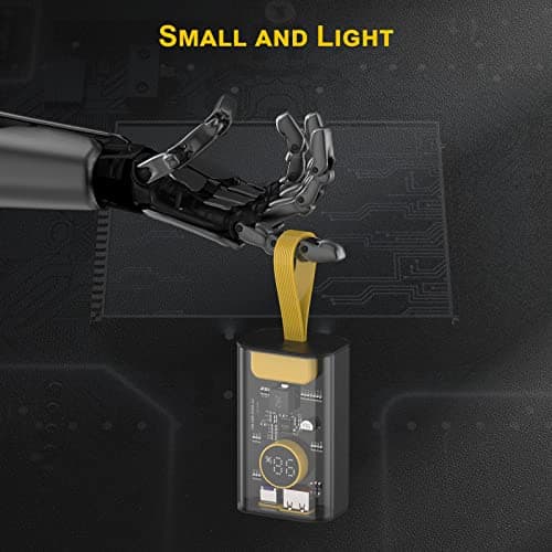 Portable Charger 10000mAh,22.5W Fast Charging Small Power Bank,Transparent External Battery Pack,Input/Output External USB C Portable Phone Charger for iPhone iPad Samsung LG Android Cellphone (Black) 7