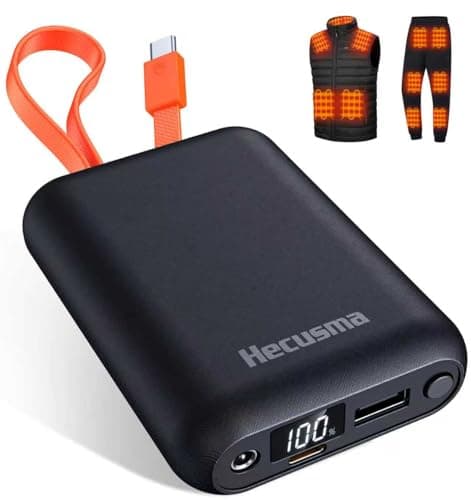 7.4V 5V 20,000mAh Heated Vest Battery Pack, Battery Pack for Heated Vest Compatible with ORORO, for TODWARM, for XINSONYUELL, for Weamest, Power Bank with Built-in USB-C Cable (No for Venustas)