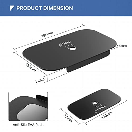 IMtKotW Monitor Mount Reinforcement Plate for Thin, Glass and Other Fragile Tabletop, Steel Bracket Plate Compatible with Most Monitor Stand C-Clamp Installation,Black 5