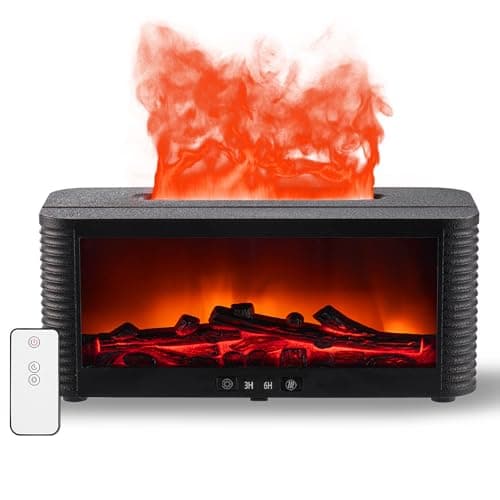 LOVCY 2026 Upgraded 9 Color Flame Fireplace Aroma Essential Oil Diffuser,250ml USB Desktop Noiseless Cool Mist Humidifier with Timer Auto-Off Protection for Home,Office, Gift (Black)