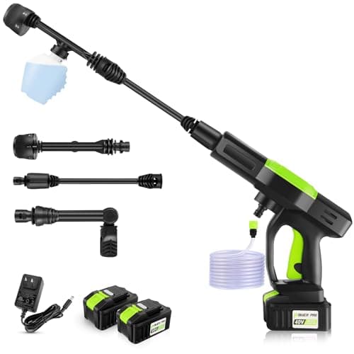 Homdox Cordless Pressure Washer w/ 2 * 40V Battery, 1300 PSI Cordless Power Washer Battery Powered, Portable Pressure Washer w/ 6-in-1 Nozzle, Soap Container, Charger Included (Black&Green)