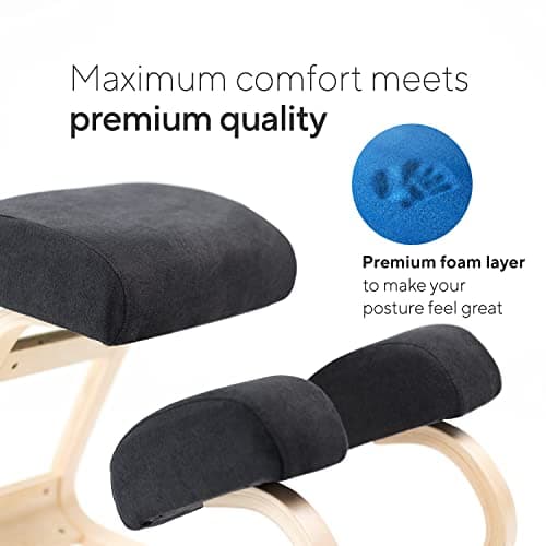 Luxton Home Ergonomic Kneeling Chair with Extra Padding - Posture Support Comfortable Desk Chair - Angled Rocking Stool & Balancing Seat - Natural Relief for Neck or Back Pain (with Extra Padding) 7