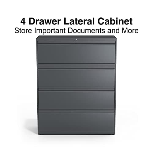 Lorell 4-Drawer Lateral File, 42 by 18-5/8 by 52-1/2-Inch, Charcoal 4
