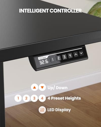 ErGear Electric Standing Desk, 48 x 24 inch Height Adjustable Sit Stand Up Desk, Computer Home Office Desk with 4 Memory Height Buttons, Two Pieces Desktop, Black, EGESD110B 6