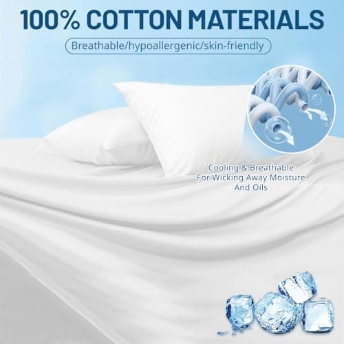 Bedlifes 100% Cotton Pillow Cases Standard Size-Egyptian Cotton Pillowcases Set of 2 -Queen-Organic Breathable Soft Cooling Cotton Pillow Covers for Hot Sleeper-20”X30”-White 6