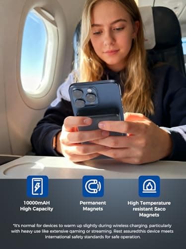 for Magsafe Portable Charger,10000mAh Wireless Magnetic Power Bank with Stand,PD 20W Fast Charging Battery Pack Hiking/Camping/Travel Essential Phone Charger for iphone 17/Air/16/15/14/13/12 Series 8