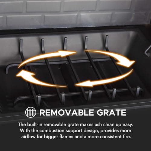 Sunjoy Outdoor Fireplace, Patio Wood Burning Fireplace with Steel Chimney, Mesh Spark Screen Doors, Fire Poker, and Removable Grate, Copper and Black 5