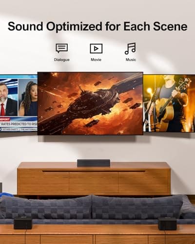 ULTIMEA 5.1 Sound Bar Compatible with Dolby Atmos, Peak Power 410W, Sound Bar for Smart TV with Subwoofer, 3D Surround Sound System for TV, Surround and Bass Adjustable Home Theater, Poseidon D60 8