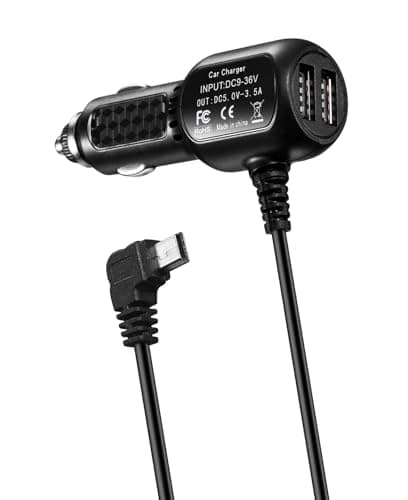 Dash Cam Power Cord Adapter Mini USB Car Charger Cable Compatible for Rexing V1V1P ProV5V3,Byakov S6,CHORTAU B-T13 B-T20 B-T25,Pruveeo D30 D40,Rove R2-4K Dash Cam Power Supply (USB Mini Port)