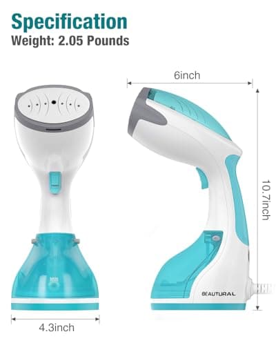 BEAUTURAL Steamer for Clothes, Portable Handheld Garment Fabric Wrinkles Remover, 30-Second Fast Heat-up, Auto-Off, Large Detachable Water Tank 7