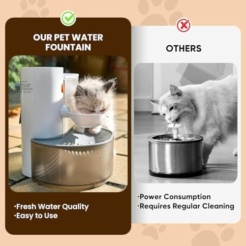 Automatic Pet Water Fountain,2025 Upgraded Smart Pet Water Fountain No Filter,Cat Water Dispenser Wireless Pour-Over,3L/106oz Ultra-Quiet Design,Pet Gravity Water Dispenser for Cat, Dog 5