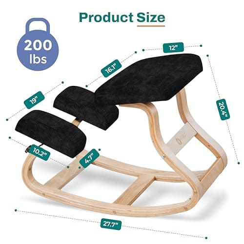 NYPOT Ergonomic Kneeling Chair with 2 Knee Pads - Adjustable Height Rocking Knee Chair for Posture and Back Support for Home and Office - Angled Kneeling Stool, Smokey Black 2