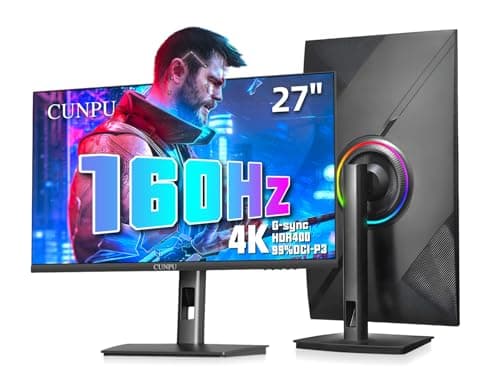 CUNPU 27" 4K 160Hz Ultimate Gaming Monitor, UHD Fast IPS 1ms, G-Sync Compatible & FreeSync, 99% DCI-P3, HDR400, HDMI 2.1 for PS5/Xbox 4K 120Hz, Full Ergonomic Stand