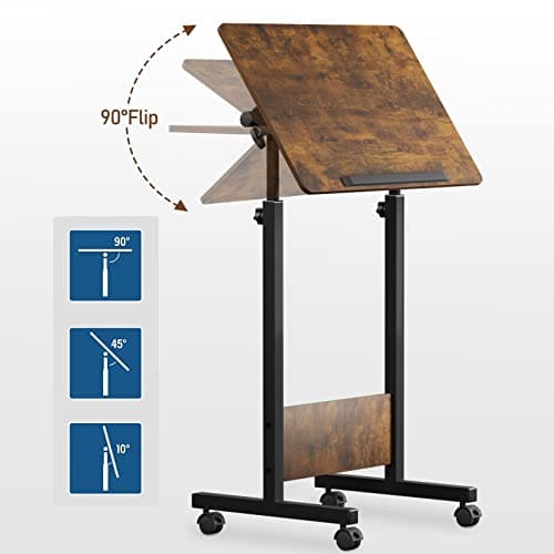 KOUPA Height Adjustable Mobile Standing Desk 16×24 in,360° Flip Desk Stand Desks Home Office Table Standing for Small Space Offices,Easy to Assemble(Adjustable Height: 32in-47in) 6