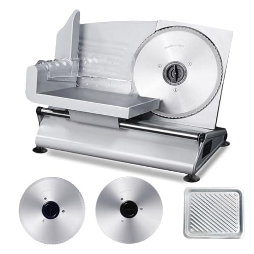 Electric Meat Slicer, 200w Professional Deli Meat Slicer Machine For Home With 2 Removable 7.5" Stainless Steel Blades And Stainless Steel Tray, Meat Cutter Suitable For Cutting Meat, Cheese, Bread