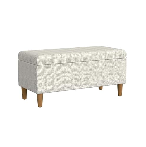 HomePop Malmo Decorative Storage Bench -Cream Chevron Woven