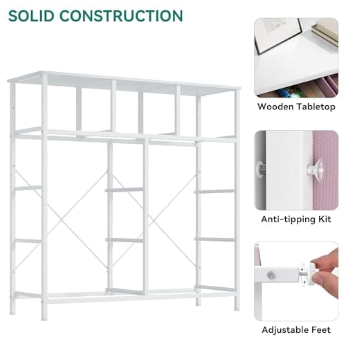 YITAHOME Dresser for Bedroom with 9 Drawers, Fabric Storage Dresser, Closet Dresser & Chest of Drawers for Living Room, Closets - Sturdy Steel Frame, Wooden Top & Easy Pull Fabric Bins(Pink) 7