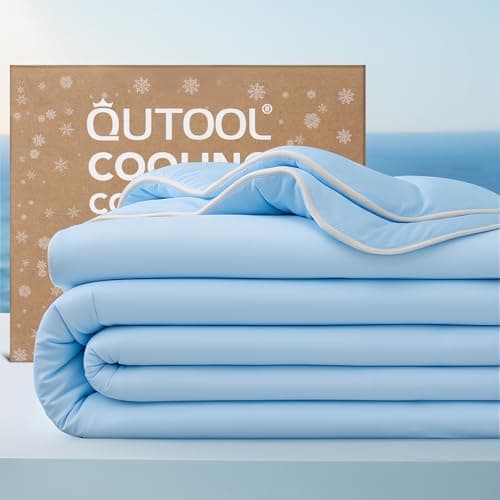 QUTOOL® Cooling Blankets for Hot Sleepers Summer Comforter for Night Sweats Full/Queen Size, Double-Sided Cold Blanket Q-Max>0.4 Tech, All-Season Bedding Lightweight Breathable Comforter Blue 90"x90"
