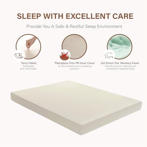 EGOHOME Queen Memory Foam Mattress 6 Inch - Cooling in a Box, Premium Terry Cover, CertiPUR-US Certified, Medium Firmness, 69" x 80", Yellow 5