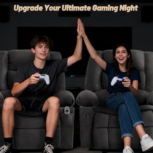 Rocker Recliner Chair with Massage and Heat, Nursery Rocking Chairs for Living Room, Ergonomic Comfy Relining Chair with Cup Holders, USB Charge Port, Side Pockets, Recliner Chair for Adults, Grey 9