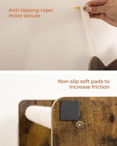 FourFurPets 35.4in 3-Tier Modern Cat Tree Tower Condo, Cat Scratch Posts for Indoor Cats, Big Plate, Two Full Sisal Scratching Posts, Rustic Brown 6