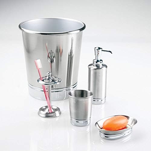 iDesign York Metal Soap Saver, Holder Tray for Bathroom Counter, Shower, Kitchen, 4" x 5.5" x 1.5", Brushed Stainless Steel 6