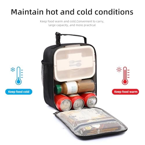 Lovoeo Lunch box Lunch bag for men women Insulated Lunchbox Lunch bags for Work Picnic Travel (Black) 5