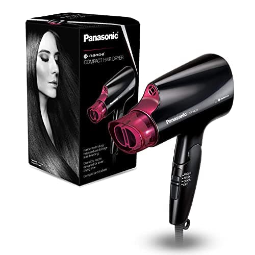 Panasonic nanoe Compact Hair Dryer for Healthy-Looking Hair, 1400W Portable, Folding Handling and QuickDry Nozzle for Fast Drying – EH-NA27-K (Black/Pink) 10
