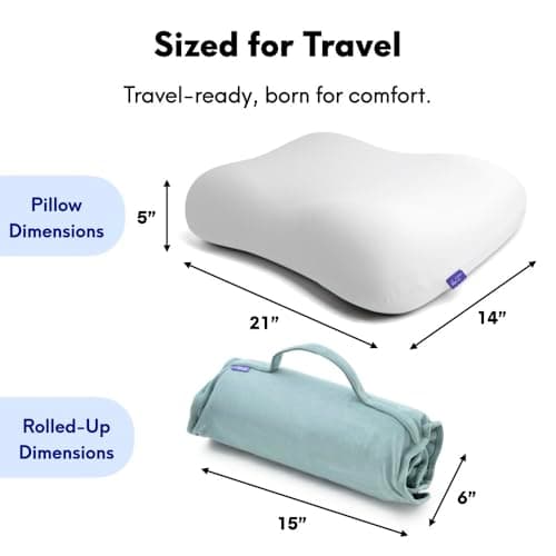 Cushion Lab Travel Deep Sleep Pillow – Compact Memory Foam Neck Pillow for Sleeping, Portable Pillow for Hotels, Camping, Side & Back Sleepers, On-The-Go – Wellness Green 6