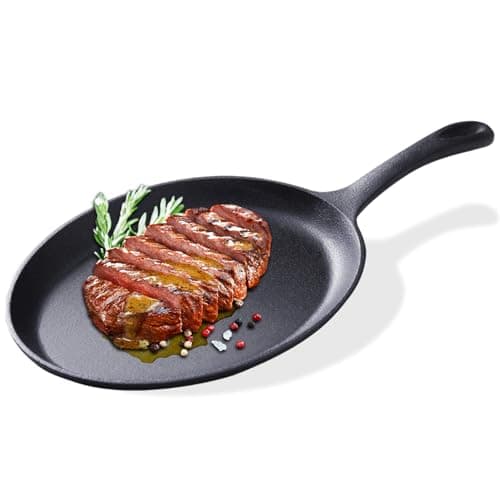Cast Iron Fajita Skillet, Sizzler Plate with Handle, Cast Iron Pan Black, Oval Sizzling Plate, Fajita Plate for Home Party Restaurant BBQ, Steak Skillet Baking Tray, Kitchen Cooking Accessory