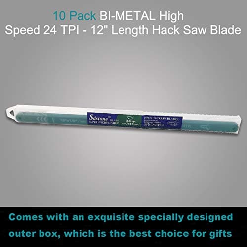 Sdstone Hacksaw Blades High Speed Replacement Blades 24 TPI - 12" Length Hacksaw Blade - Carbon Strength Steel (10 Pack) 6