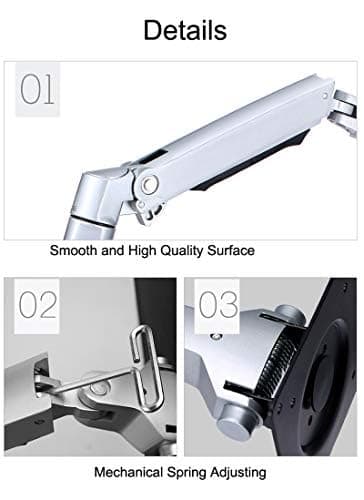 XSJ8013WT Wall Mount Laptop Holder Ultra Long Arm Aluminum Mechanical Spring Full Motion Laptop Mount Arm Monitor Holder Lapdesk (Silver) 7