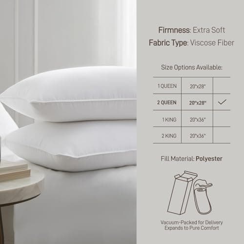 Alkyonos Hypoallergenic Bamboo Viscose Shell, Soft Standard/Queen Size Bed Pillows Set of 2 with Down Alternative Filling, Oeko-Tex Certified, Luxury Hotel Quality for Back, Stomach and Side Sleepers 8