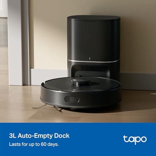 Tapo LiDAR Smart Navigation Robot Vacuum and Mop with Self-Emptying Dock, 5300Pa Max, 97%+ Dust Pickup Rate, Customizable Cleaning, Self-Charging, Compatible with Alexa & Google Home, RV30 Max Plus 9