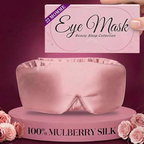 SLEEP SANCTUARY 100% Pure Mulberry Silk Sleep Mask - 22 Momme Light Blocking Hook & Loop Silk Eye Mask for Sleeping - Secure Fit for Side Sleepers, Women & Men - Cloud Soft (Pink)