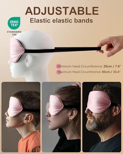 BLSSNZ Silk Sleep Mask for Women - Soft Breathable Organic Natural Mulberry Silk Fabric Blackout Eye Mask for Sleeping with Adjustable Straps No Pressure Eye Mask for Travel Essentials Gifts (Pink) 6