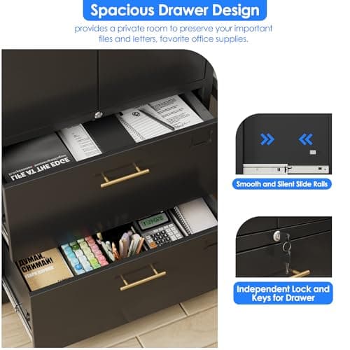GangMei 2 Drawer Lateral File Cabinet with Lock, Metal Filing Storage Cabinet with Locking Doors and 2 Adjustable Shelves for Home, Office, School, Fits A4/Letter/Legal Size Folders, Assembly Required 7