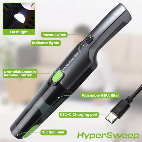 REATHLETE Hypersweep Cordless Vacuum Cleaner – Extra Powerful Suction, Large Dirt Capacity, Built-in Storage Tray, Flashlight for Dark Corners, One-Button Operation 7