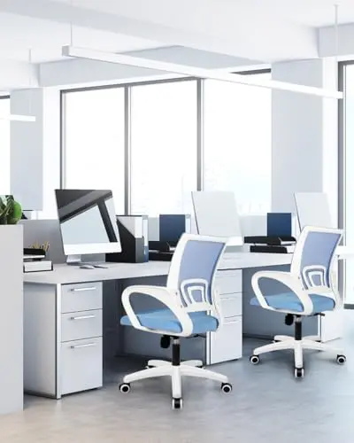 NEO CHAIR Office Desk Computer Chair Ergonomic Mesh Gaming Mid Back Seat with Comfy Lumbar Support Adjustable Height Swivel for Home Task (Sky Blue) 7