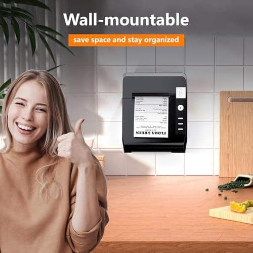 Thermal Receipt Printer, 80mm POS Printer, Restaurant Kitchen Printer with Auto Cutter, USB/Ethernet Interface for Windows/Mac/Linux, Support Cash Drawer, Not Compatible with Square 6