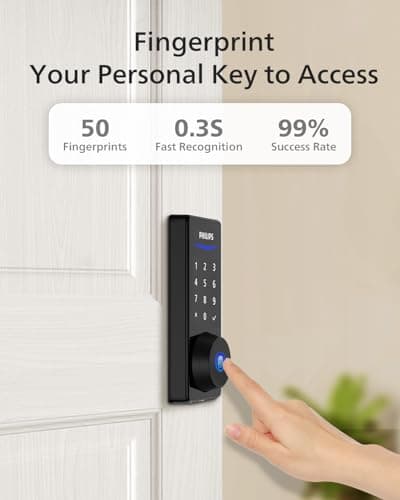 Philips Wi-Fi Smart Door Lock, Keyless Entry Door Lock with App Control,Fingerprint ID,Auto Lock,Keypad Deadbolt with Wi-Fi Bridge Adaptor,Smart Locks for Front Door-Matte Black 5