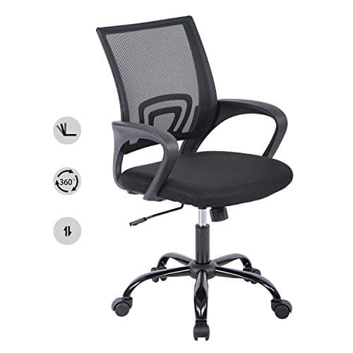 Home Office Chair, Ergonomic Desk Chair, Mesh Computer Chair with Lumbar Support Armrest Executive Rolling Swivel Desk Chairs with Wheels, Adjustable Mid Back Task Chair for Adults, Black