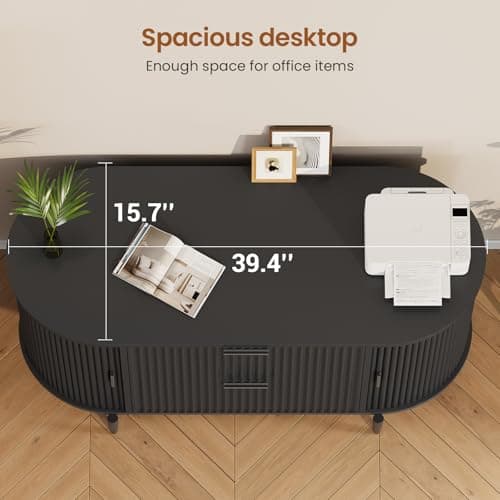 SEDETA 39.4" Filing Cabinet for Home Office, 2 Drawer File Cabinet, fit Legal/Letter/A4 Size, Modern Fluted Filing Cabinets with 2 Sliding Door Storage, Printer Stand, Black 7