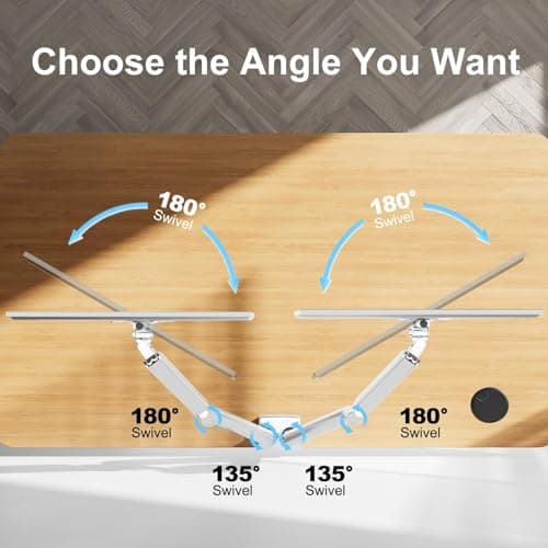 ErgoFocus Dual Monitor Mount Fits 13 to 32 Inch Computer Screen, Dual Monitor Arm Hold 4.4-19.8lbs Each, Full Motion Monitor Desk Mounts for 2 Monitors, Gas Spring Monitor Stand, VESA Mount, White 7