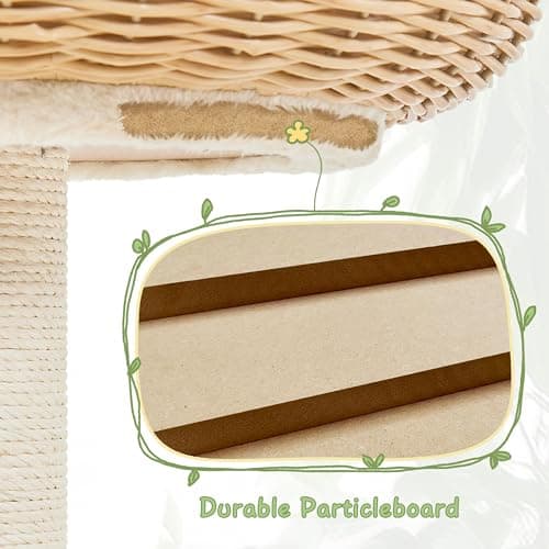 Yaheetech Cat Tree, 29.5in Rattan Cat Tower for Indoor Cats w/Scratching Post, Woven Cat Condo and Soft Cushion Top Perch, Aesthetic Cat Tree for Kittens 8