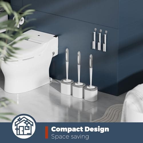 Holaloha Toilet Brush, 3 Pack Toilet Brush and Holder Set Bathroom Accessories, Toilet Bowl Brush and Holder with 3 Crevice Brush for Bathroom, Toilet Scrubber Brush (White) 7