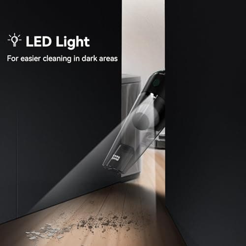 Minthouz Handheld Vacuum Cordless, Strong Suction Car Vacuum Cleaner with LED Light, Long Runtime Hand Vacuum Cordless Rechargeable, Hand Held Vac with Charging Base for Home/Car/Pet/Office 5