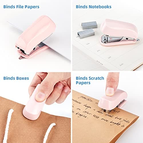 Deli Stapler, 20-50 Sheets Capacity with Staples and Staple Remover Set, Desk Stapler Office Staplers (Pink, 20 Sheet) 6