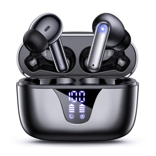ZIUTY Wireless Earbuds, 2025 Bluetooth Headphones, 50hrs Stereo Deep Bass Ear Buds with Power Display Charging Case, buit in Mic, IPX5 Waterproof Headset for for iPhone Andriod Phones - Space Grey